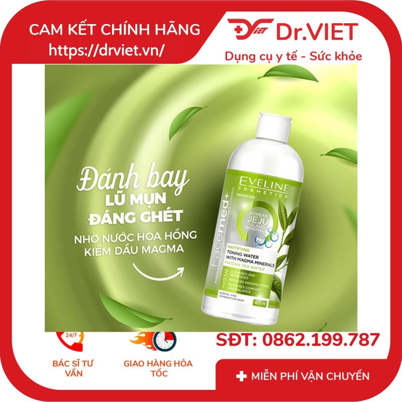 Nước hoa hồng Eveline Facemed+ kiềm dầu với khoáng chất Magma 400ml 9 Nước hoa hồng Eveline Facemed+ kiềm dầu với khoáng chất Magma 400ml