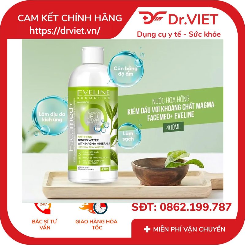 Alternative view of Nước hoa hồng Eveline Facemed+ kiềm dầu với khoáng chất Magma 400ml