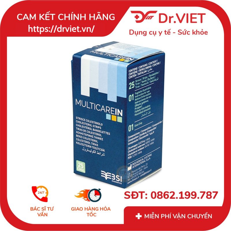 Que thử mỡ máu Cholesterol cho máy MultiCareIn hộp 25 que