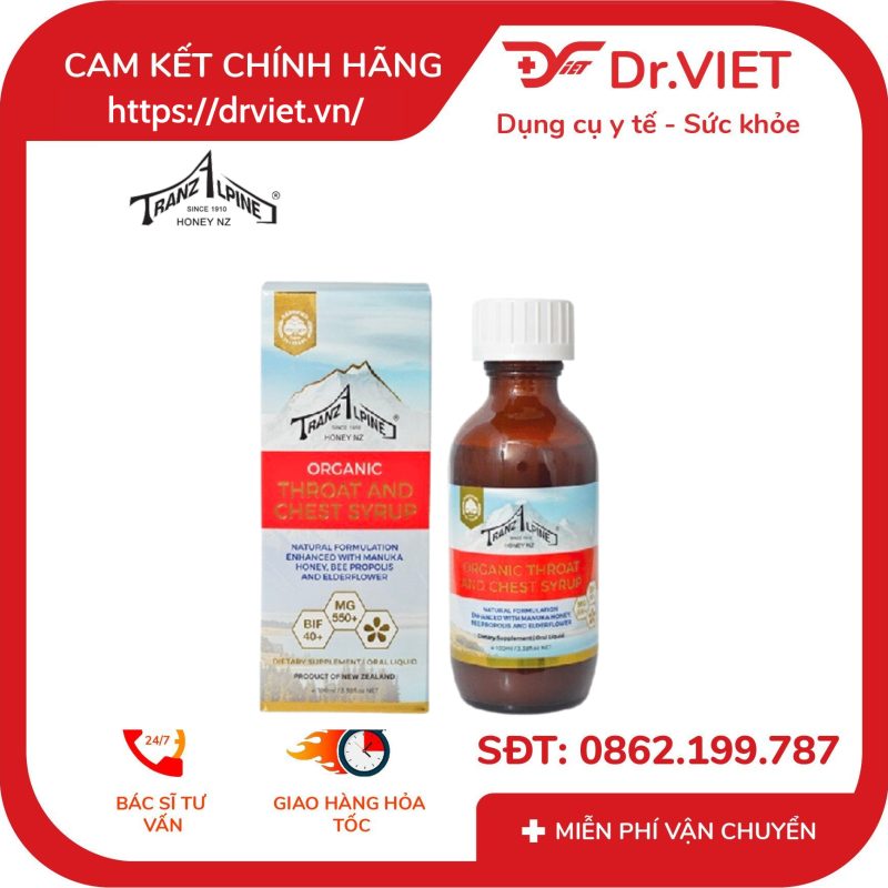 Siro trị ho TranzAlpine Organic Manuka Throat 100ml