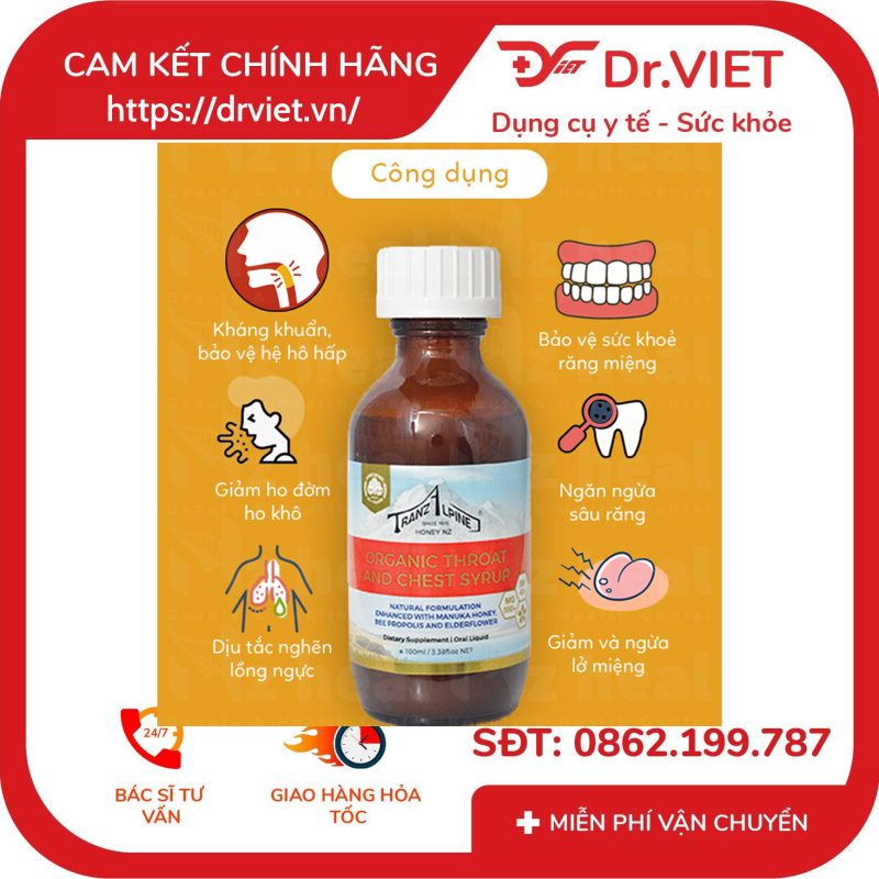Siro trị ho TranzAlpine Organic Manuka Throat 100ml