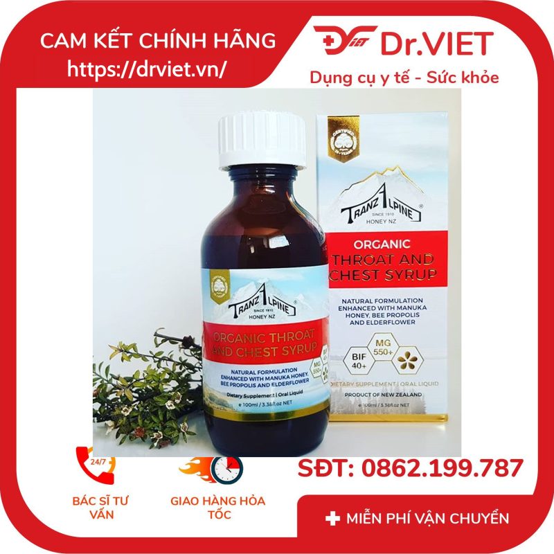 Alternative view of Siro trị ho TranzAlpine Organic Manuka Throat 100ml