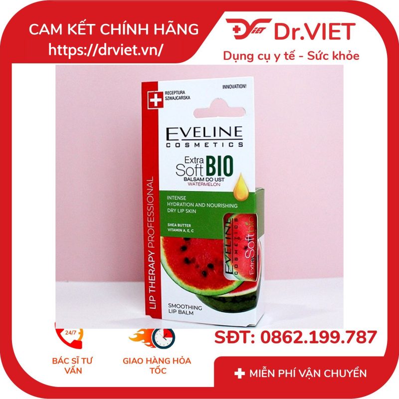 Son dưỡng Eveline Extra Soft Bio hương dưa hấu 4g