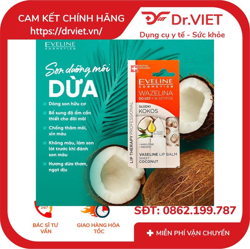 Son dưỡng môi Eveline Lip Therapy hương dừa 3.8g