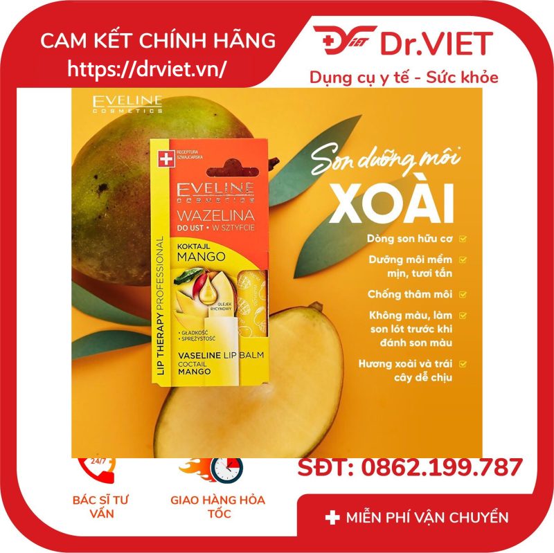 Son dưỡng môi Eveline Lip Therapy hương xoài 3.8g