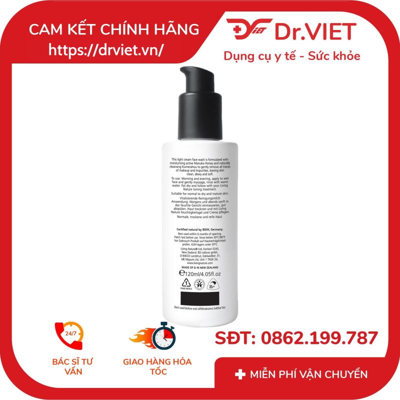 Sữa rửa mặt da khô Living Nature Vitalising Cleanser 120ml