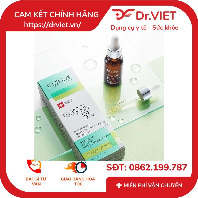 Tinh chất Eveline Glycol Therapy 5% se khít lỗ chân lông ngừa mụn 18ml