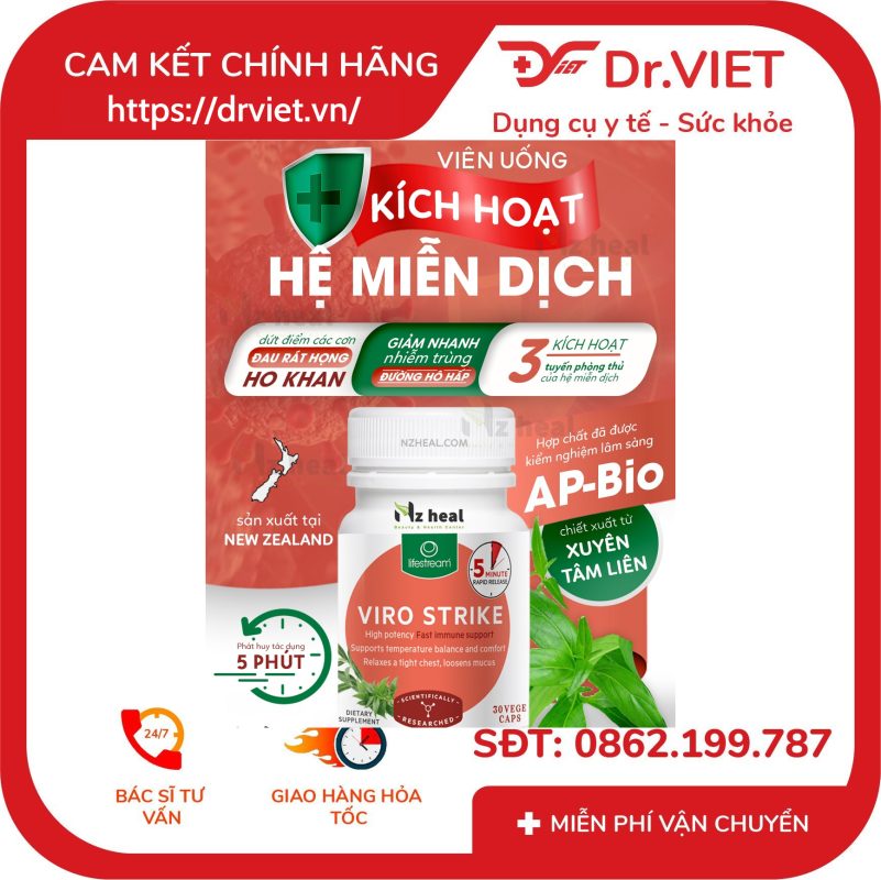 Viên uống kích hoạt hệ miễn dịch Lifestream Viro Strike 30 viên 12 Viên uống kích hoạt hệ miễn dịch Lifestream Viro Strike 30 viên