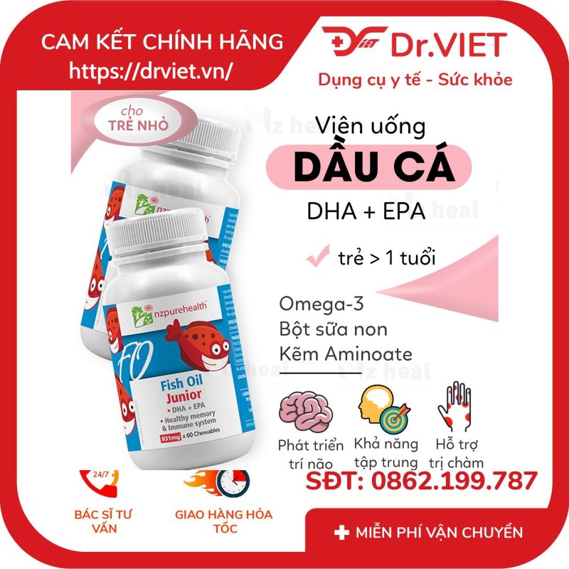 Viên dầu cá Omega 3 cho trẻ em NZ Pure Health Fish Oil Junior 12 Viên dầu cá Omega 3 cho trẻ em NZ Pure Health Fish Oil Junior
