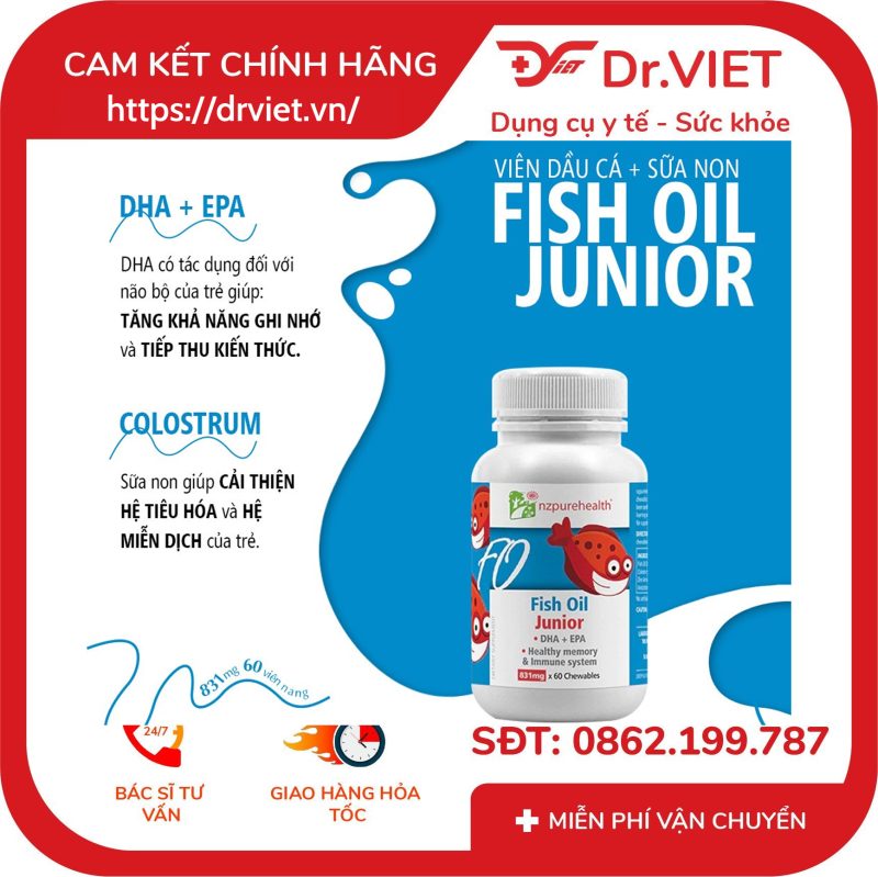 Viên dầu cá Omega 3 cho trẻ em NZ Pure Health Fish Oil Junior