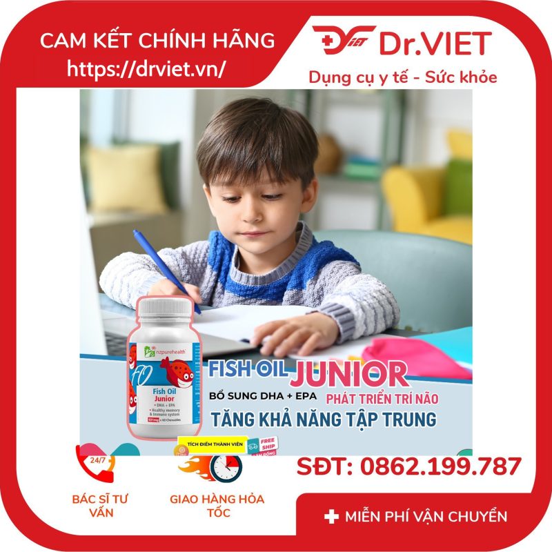 Viên dầu cá Omega 3 cho trẻ em NZ Pure Health Fish Oil Junior 10 Viên dầu cá Omega 3 cho trẻ em NZ Pure Health Fish Oil Junior