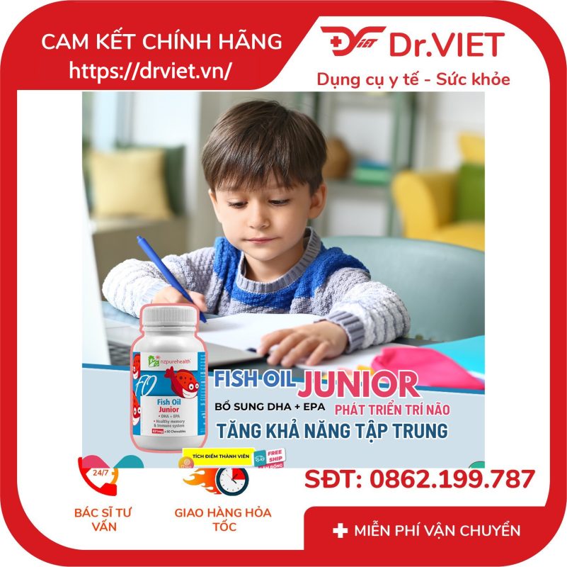 Viên dầu cá Omega 3 cho trẻ em NZ Pure Health Fish Oil Junior 14 Viên dầu cá Omega 3 cho trẻ em NZ Pure Health Fish Oil Junior