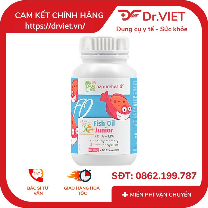 Viên dầu cá Omega 3 cho trẻ em NZ Pure Health Fish Oil Junior 13 Viên dầu cá Omega 3 cho trẻ em NZ Pure Health Fish Oil Junior