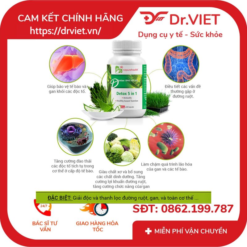 Viên uống Detox 5in1 NZPureHealth 60 viên 10 Viên uống Detox 5in1 NZPureHealth 60 viên