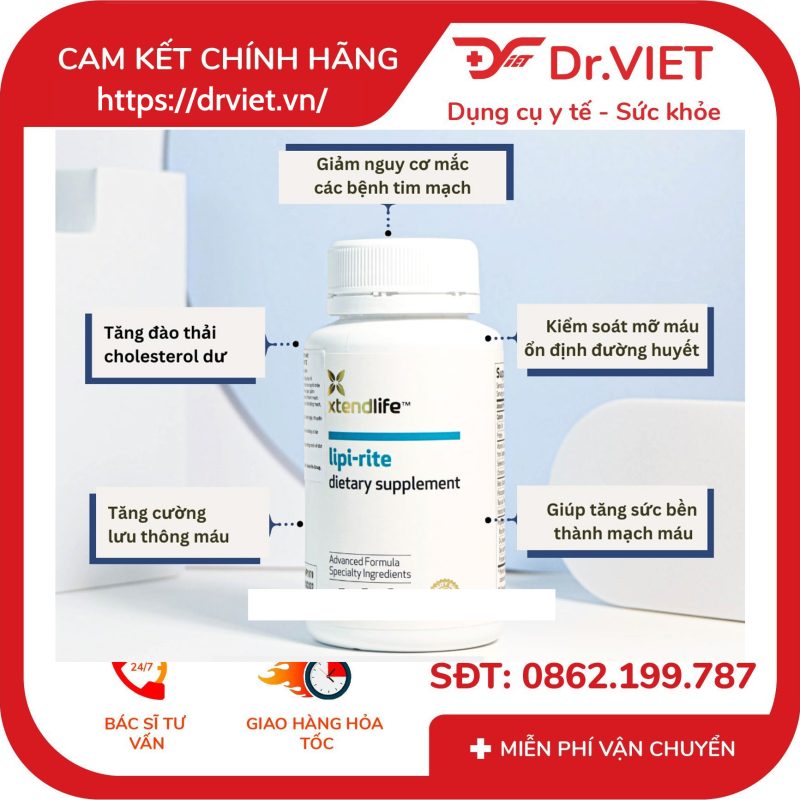 Viên uống giảm mỡ máu Cholesterol Xtend-Life Lipi Rite 60 Viên