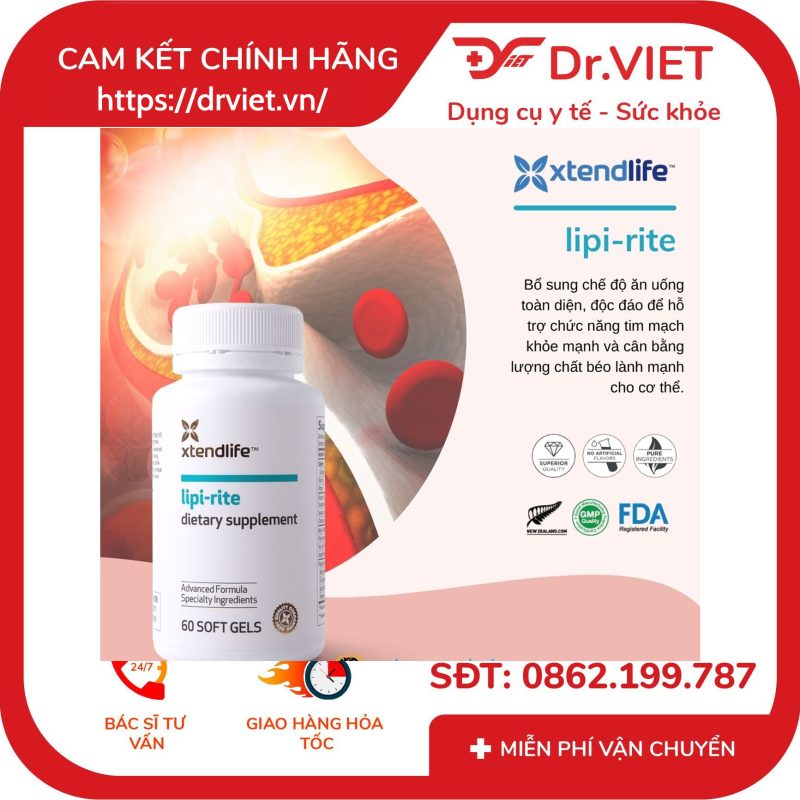 Viên uống giảm mỡ máu Cholesterol Xtend-Life Lipi Rite 60 Viên