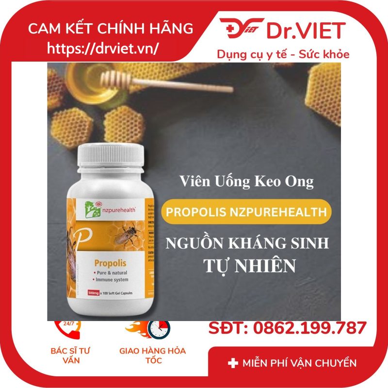 Viên Uống Keo Ong Tăng Đề Kháng Propolis NzPureHealth 100 Viên 10 Viên Uống Keo Ong Tăng Đề Kháng Propolis NzPureHealth 100 Viên