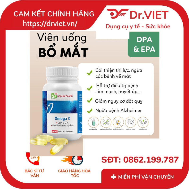 Viên Uống Bổ Mắt Dầu Cá NZPurehealth Omega 3 10 Viên Uống Bổ Mắt Dầu Cá NZPurehealth Omega 3