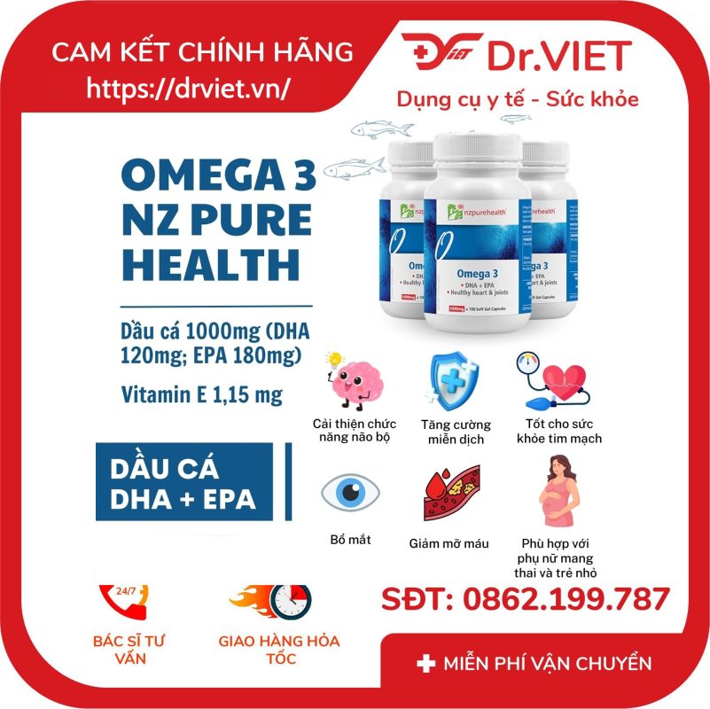 Viên Uống Bổ Mắt Dầu Cá NZPurehealth Omega 3 11 Viên Uống Bổ Mắt Dầu Cá NZPurehealth Omega 3