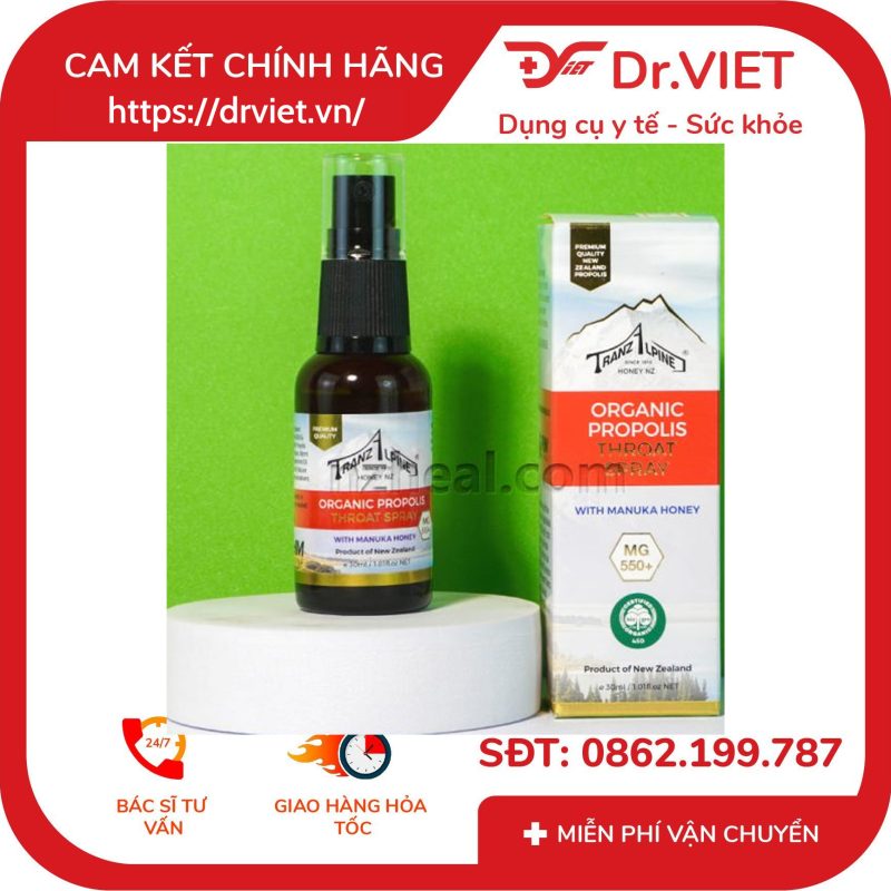Xịt họng keo ong Organic Propolis Throat Spray 30ml 10 Xịt họng keo ong Organic Propolis Throat Spray 30ml