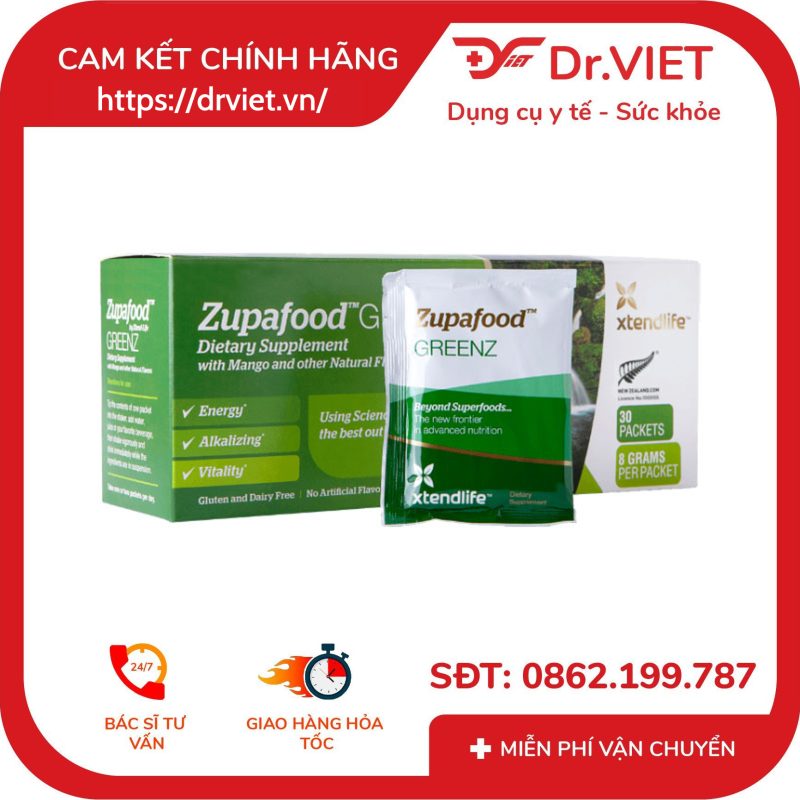 Siêu thực phẩm xanh Zupafood GREENZ Xtend-Life 30 gói 10 Siêu thực phẩm xanh Zupafood GREENZ Xtend-Life 30 gói