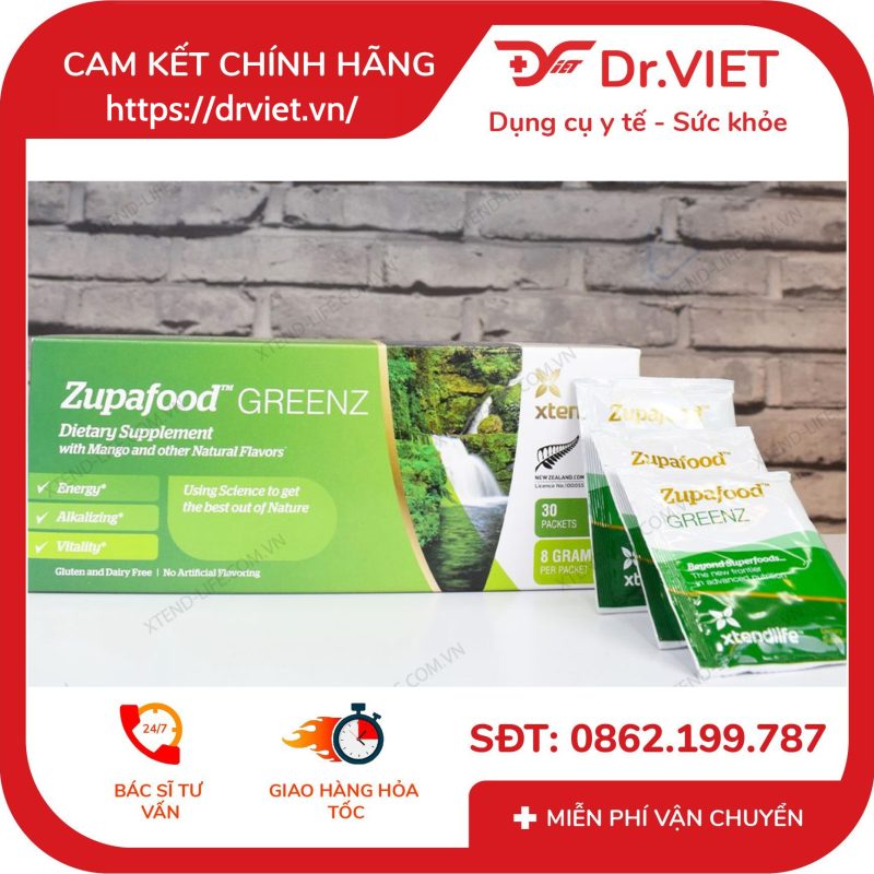 Siêu thực phẩm xanh Zupafood GREENZ Xtend-Life 30 gói 9 Siêu thực phẩm xanh Zupafood GREENZ Xtend-Life 30 gói