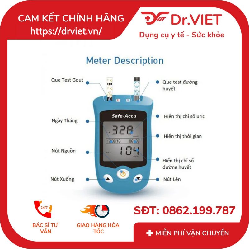 Máy đo đường huyết Axit Uric 2 trong 1 Sinocare Safe AQ UG 12 Máy đo đường huyết Axit Uric 2 trong 1 Sinocare Safe AQ UG