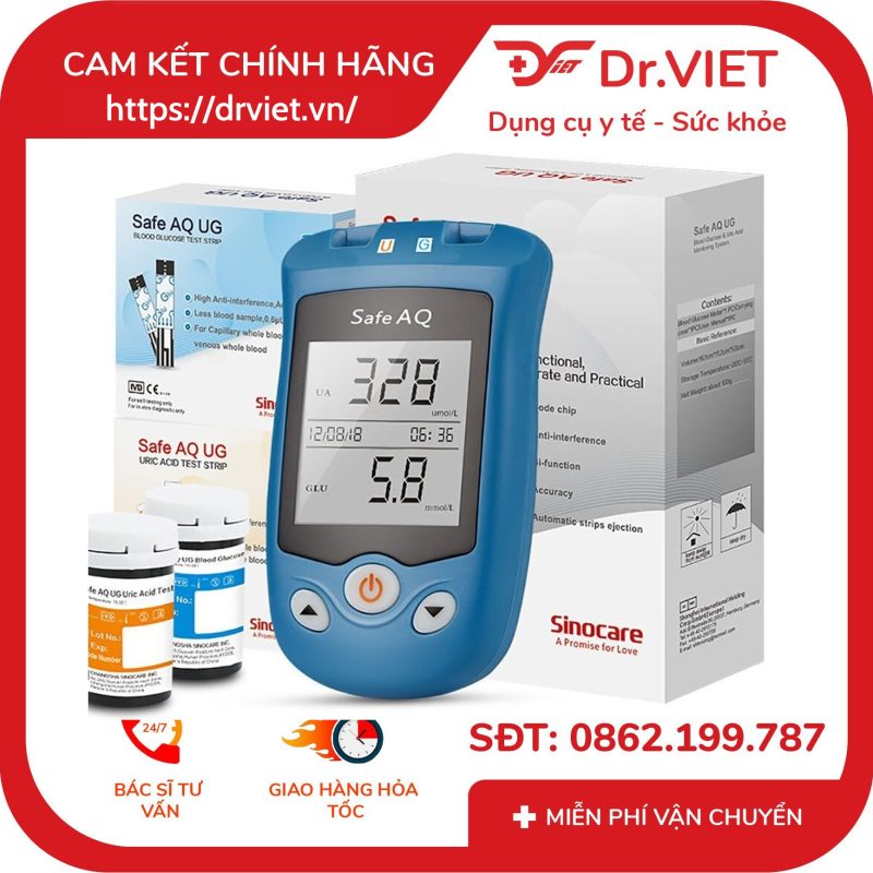 Máy đo đường huyết Axit Uric 2 trong 1 Sinocare Safe AQ UG 11 Máy đo đường huyết Axit Uric 2 trong 1 Sinocare Safe AQ UG