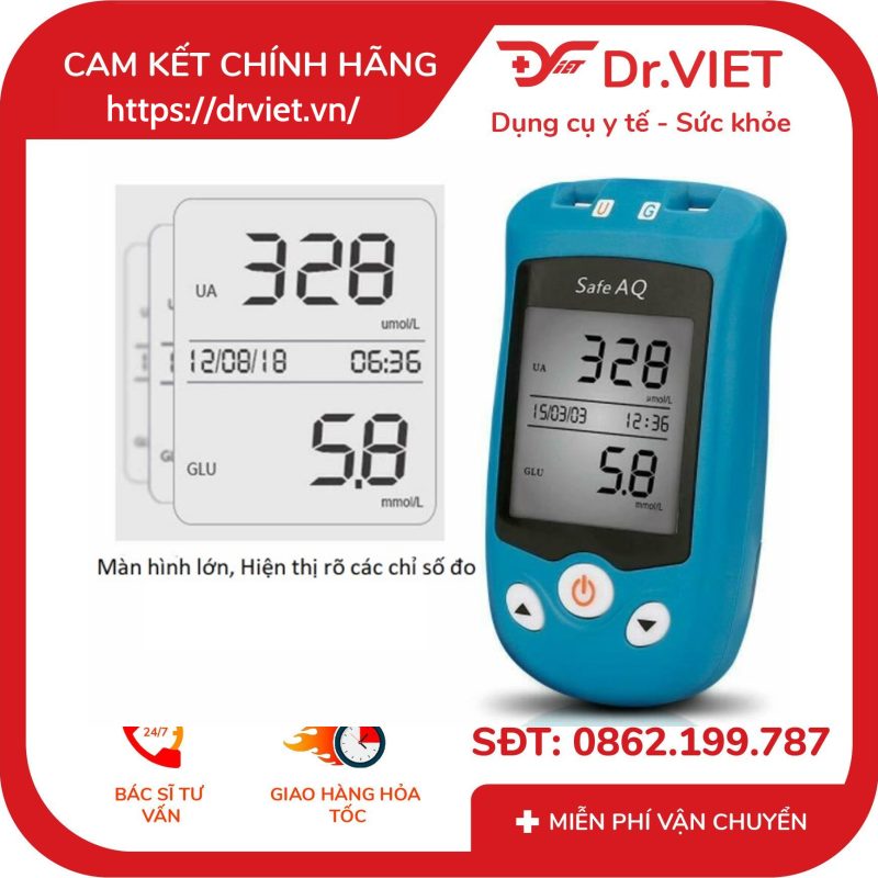 Máy đo đường huyết Axit Uric 2 trong 1 Sinocare Safe AQ UG 10 Máy đo đường huyết Axit Uric 2 trong 1 Sinocare Safe AQ UG