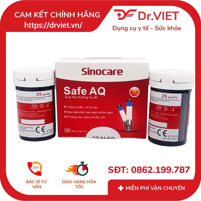 Bộ 50 Que và 50 Kim Thử Đường Huyết cho máy Sinocare Safe AQ Smart 13 Bộ 50 Que và 50 Kim Thử Đường Huyết cho máy Sinocare Safe AQ Smart