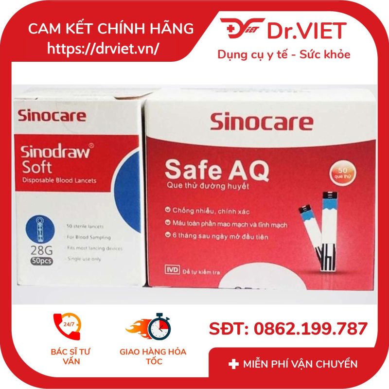 Bộ 50 Que và 50 Kim Thử Đường Huyết cho máy Sinocare Safe AQ Smart 12 Bộ 50 Que và 50 Kim Thử Đường Huyết cho máy Sinocare Safe AQ Smart