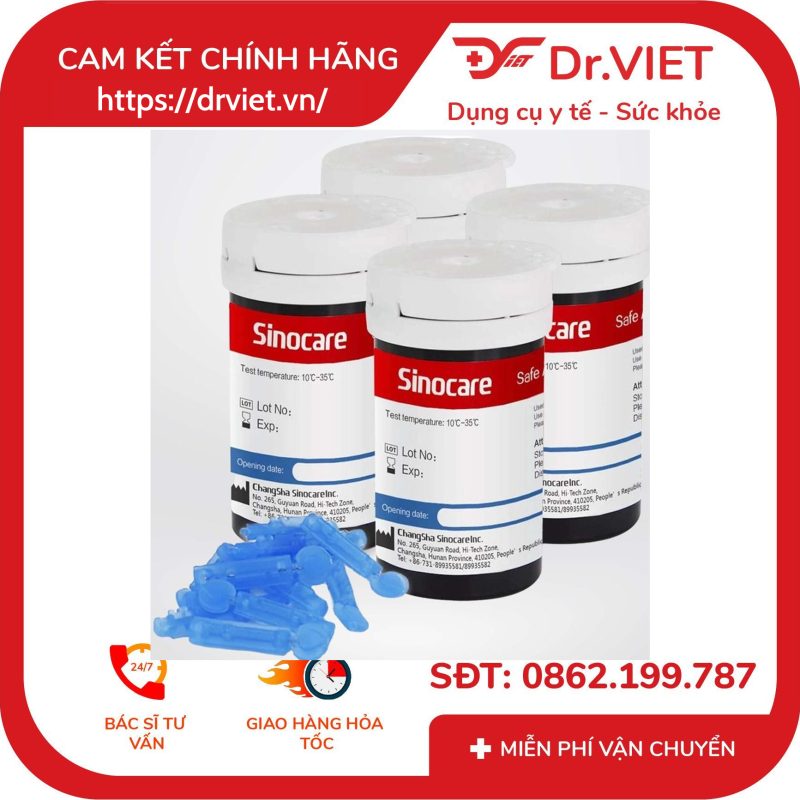 Bộ 50 Que và 50 Kim Thử Đường Huyết cho máy Sinocare Safe AQ Smart 10 Bộ 50 Que và 50 Kim Thử Đường Huyết cho máy Sinocare Safe AQ Smart