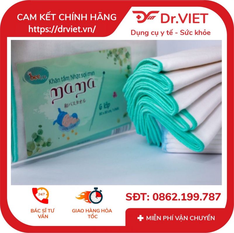 Khăn tắm Nhật sợi mịn Mama BeeVN Chính hãng 6 lớp cao cấp làm từ sợi cotton mềm mịn thích hợp cho mọi loại da nhạy cảm