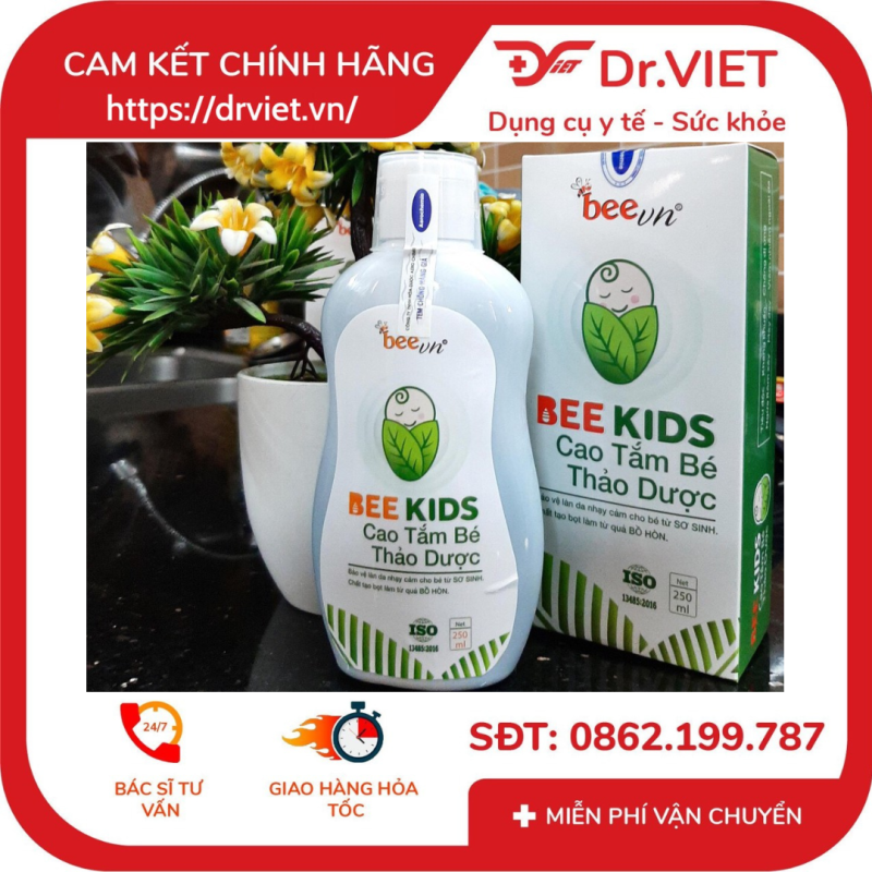 Cao tắm thảo dược bee kids - Chính hãng Việt Nam - Chiết suất trà xanh giúp ngăn ngừa vi khuẩn, rôm xảy và dị ứng ngoài da dành cho da nhạy cảm