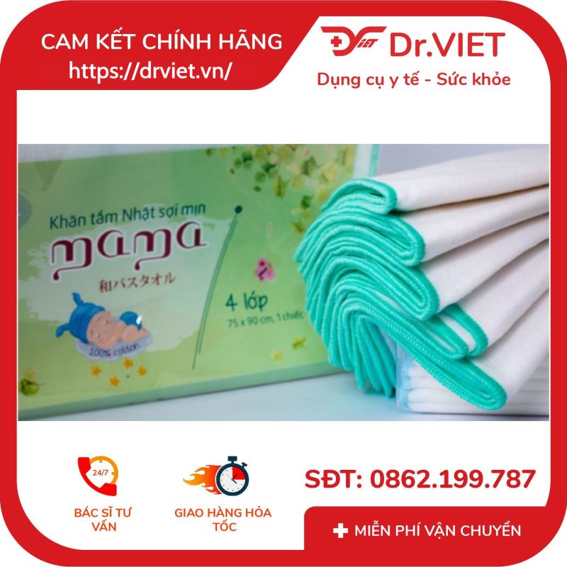 Alternative view of Khăn sữa Nhật sợi mịn 6 lớp mama