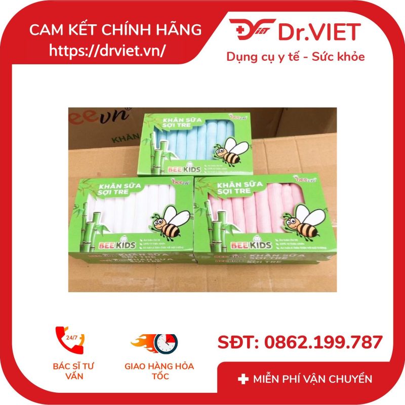 Khăn sữa sợi tre Bee Kids thương hiệu Beevn (Hộp 10 cái) 10 Khăn sữa sợi tre Bee Kids thương hiệu Beevn (Hộp 10 cái)