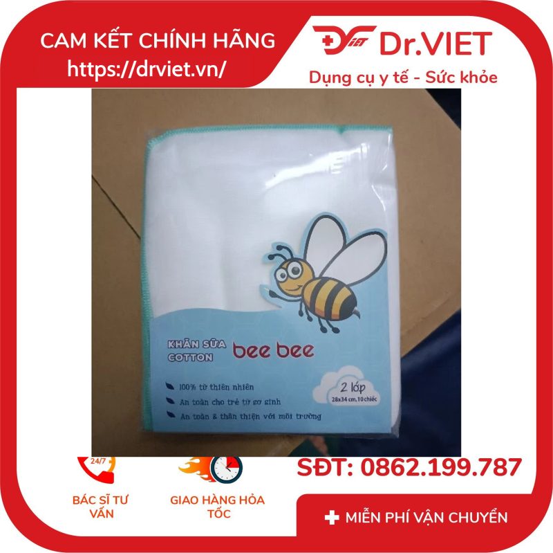 Khăn sữa cotton Bee Bee 10 chiếc