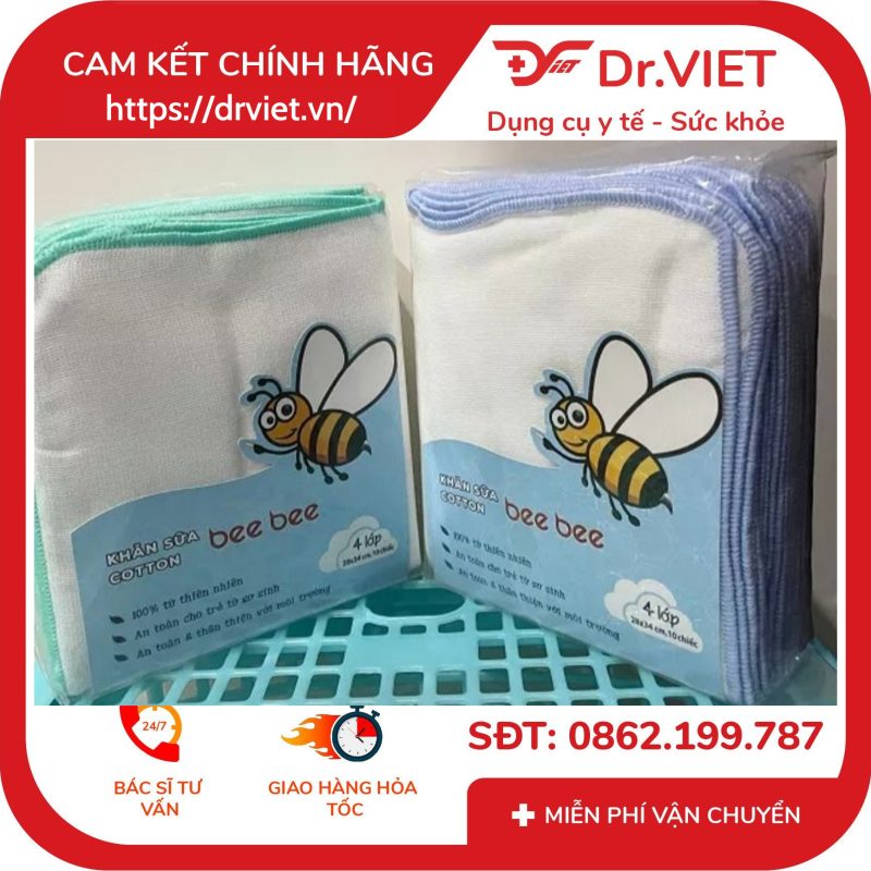 Khăn sữa cotton Bee Bee 10 chiếc 10 Khăn sữa cotton Bee Bee 10 chiếc