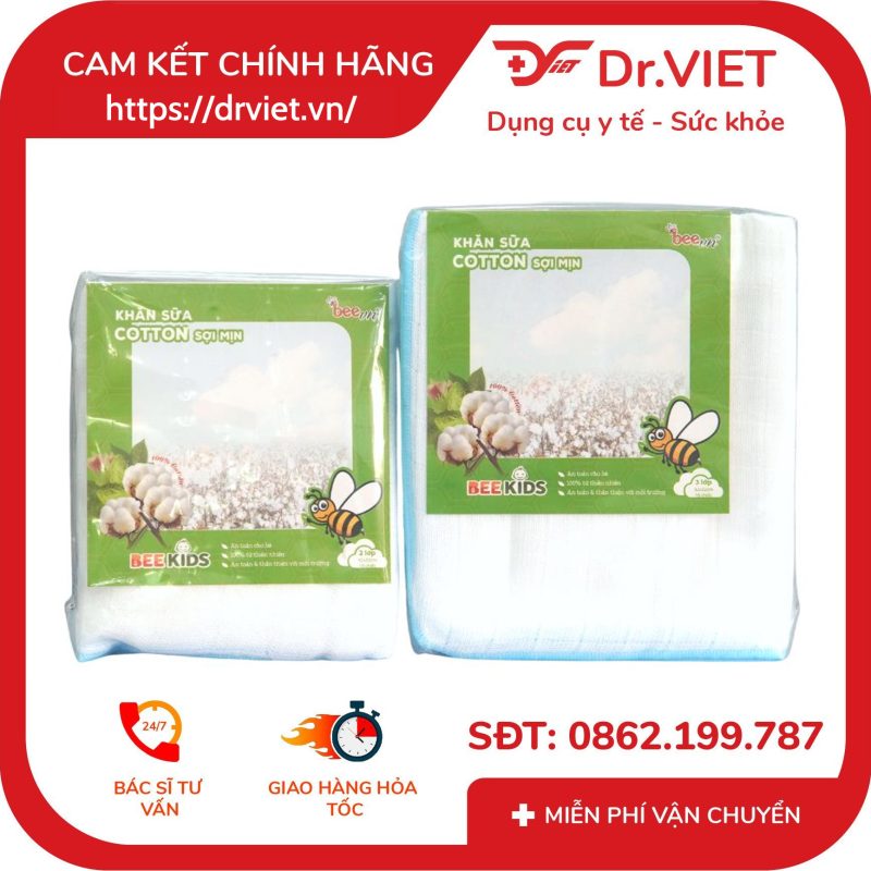 Khăn sữa cotton Bee Bee 10 chiếc 12 Khăn sữa cotton Bee Bee 10 chiếc