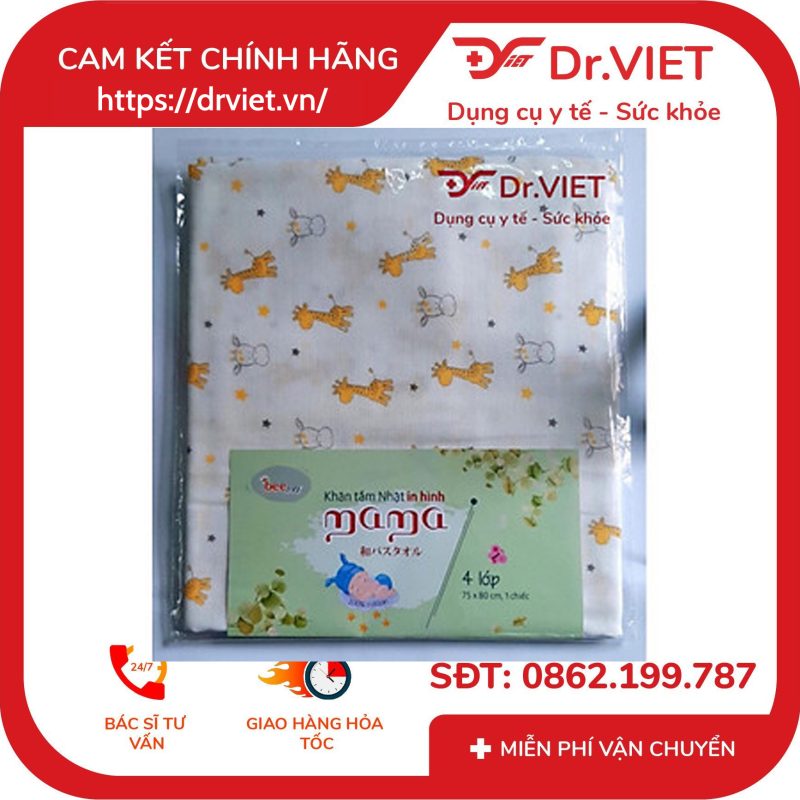 Khăn tắm Nhật sợi mịn Mama BeeVN 4 lớp