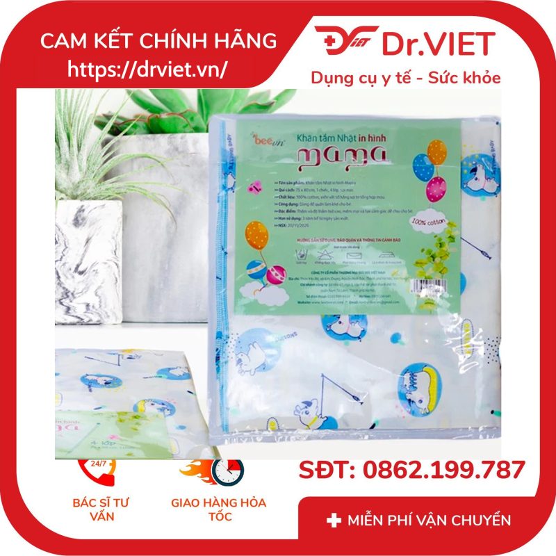 Khăn tắm Nhật sợi mịn Mama BeeVN 4 lớp