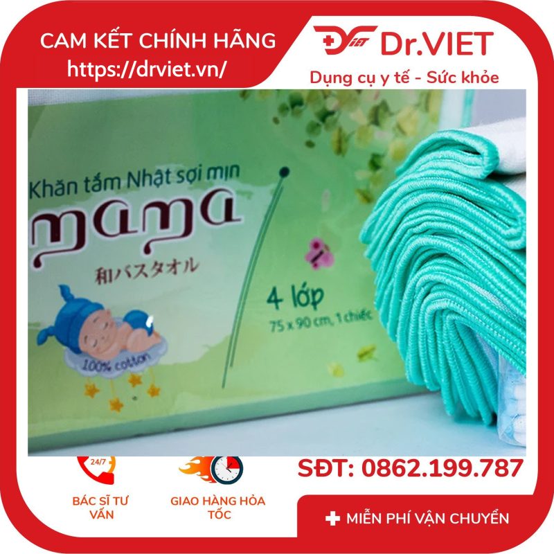 Khăn tắm Nhật sợi mịn Mama BeeVN 4 lớp