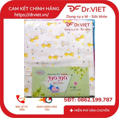Khăn tắm Nhật sợi mịn Mama BeeVN 4 lớp