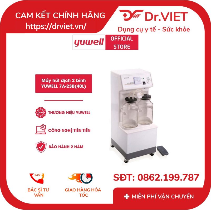 Máy hút dịch 2 bình Yuwell 7A-23B 40L 9 Máy hút dịch 2 bình Yuwell 7A-23B 40L