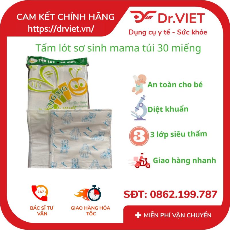 Tấm lót xu em bé Mama BeeVn Tấm lót sơ sinh mềm mịn
