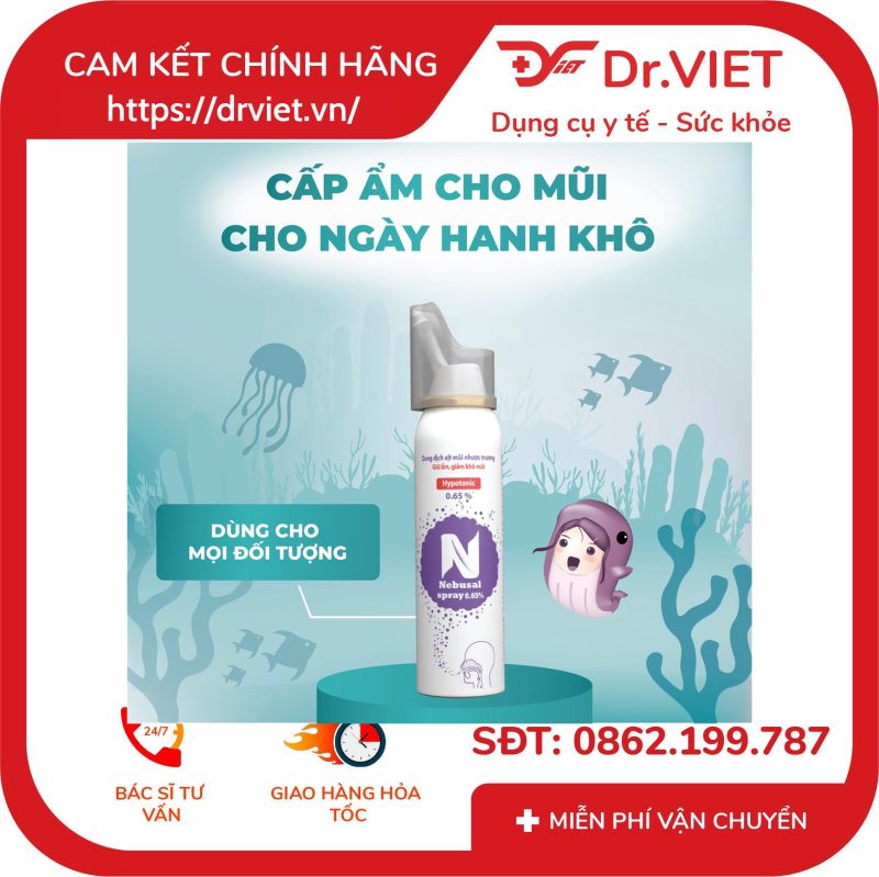 Dung dịch xịt mũi Nebusal spray 0,65% giữ ẩm giảm khô mũi