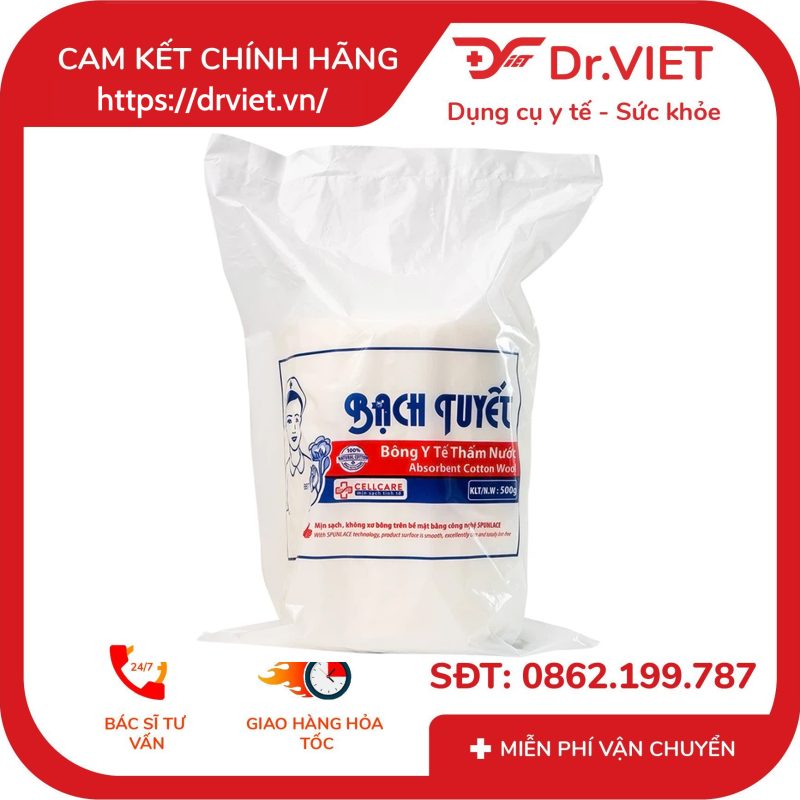 Bông y tế thấm nước Bạch Tuyết (1Kg, 500Gr, 250Gr, 100Gr, 50Gr, 25Gr)