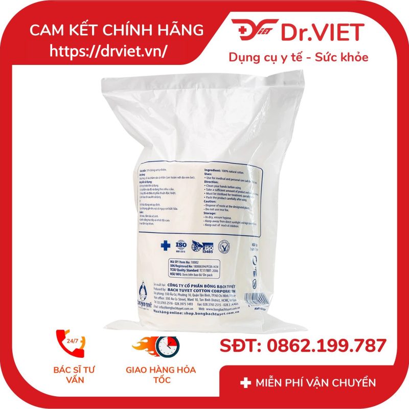 Bông y tế thấm nước Bạch Tuyết (1Kg, 500Gr, 250Gr, 100Gr, 50Gr, 25Gr)
