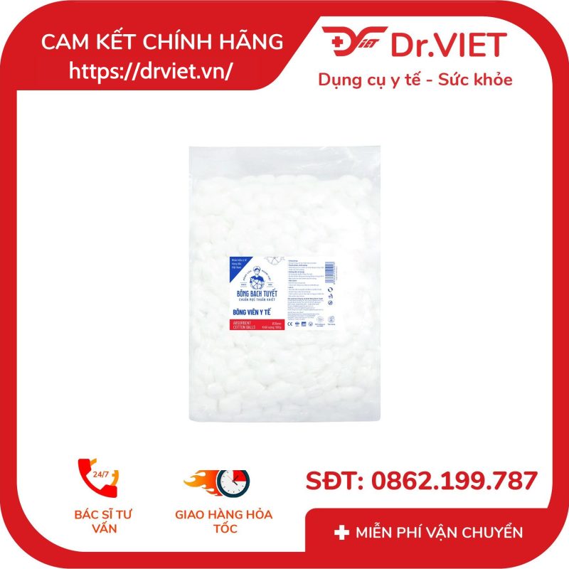 Bông y tế thấm nước Bạch Tuyết (1Kg, 500Gr, 250Gr, 100Gr, 50Gr, 25Gr)