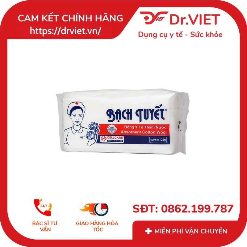 Bông y tế thấm nước Bạch Tuyết (1Kg, 500Gr, 250Gr, 100Gr, 50Gr, 25Gr)